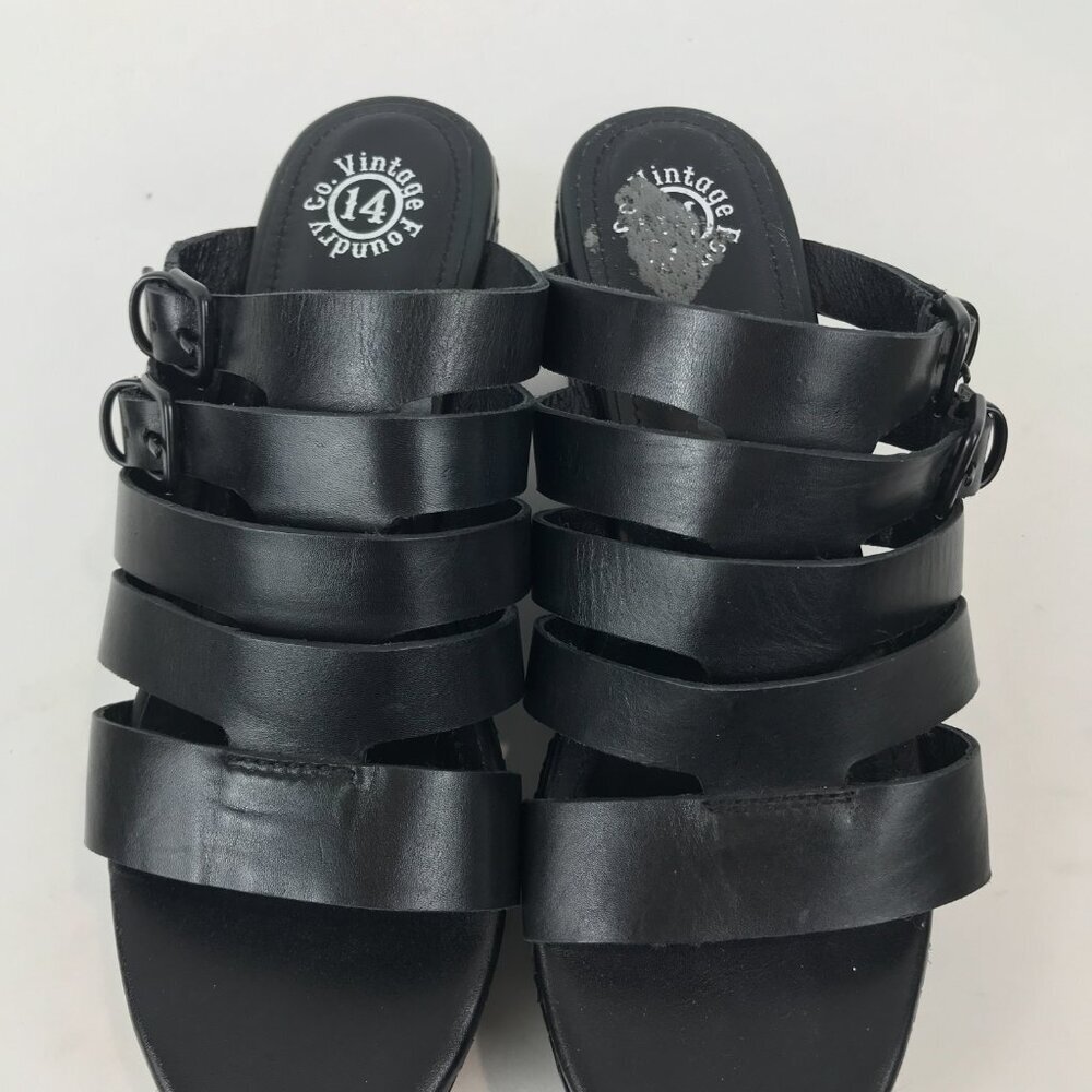 Vintage Foundry Co. Black Strappy Wedge Sandal Size US 9